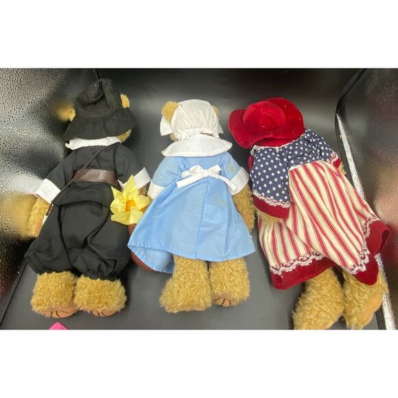 Vtg Terry's Village & Thanksgiving Prudence Lady pilgrim & patriotic Teddy Bear - Picture 5 of 7